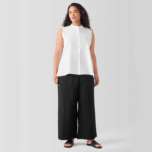 NWT Eileen Fisher Washed Organic Cotton Poplin Sleeveless Shirt - Picture 6 of 11